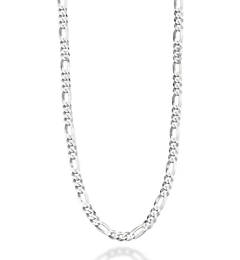 Miabella 925 Sterling Silver Italian 5mm Diamond-Cut Figaro Link Chain Necklace for Women Men, Made in Italy (30 Inches) - Image 1